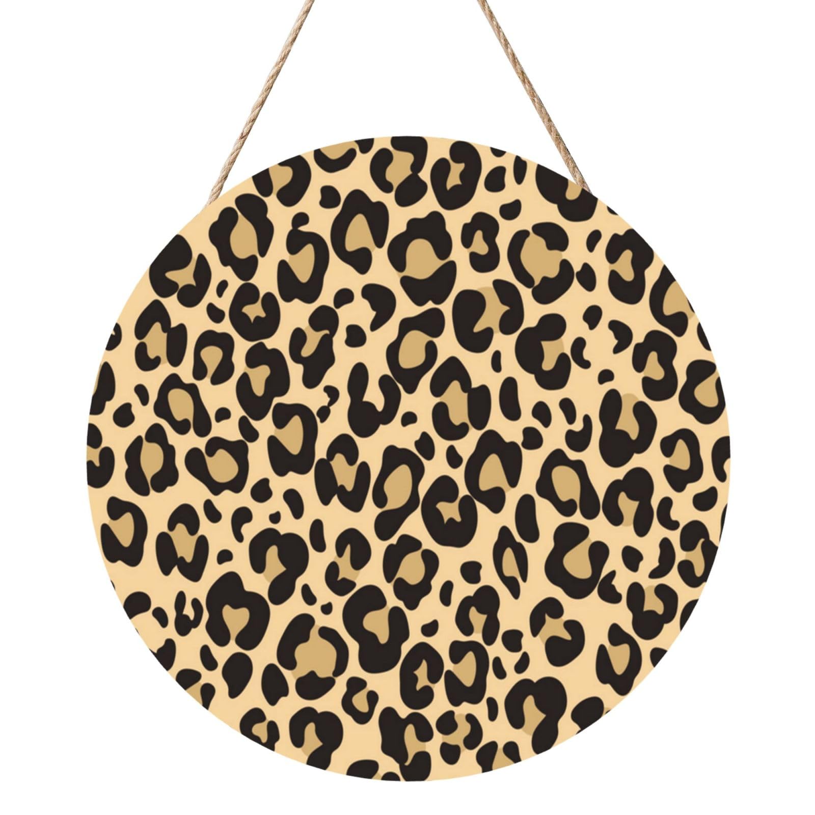 InOmak Leopard Skin Cheetah Jaguar, Round Wood Panel Painting 12 in, Wall Hanging Painting For Home
