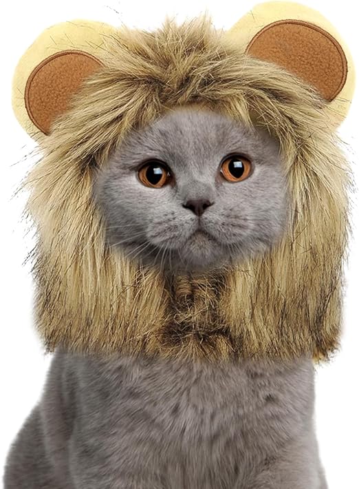NAMSAN Lion Mane for Cat Small Dog, Halloween Cat Costume Lion Mane, Wig Lion King Hat Cosplay, Kitten Outfit for Halloween Holiday Party Activity