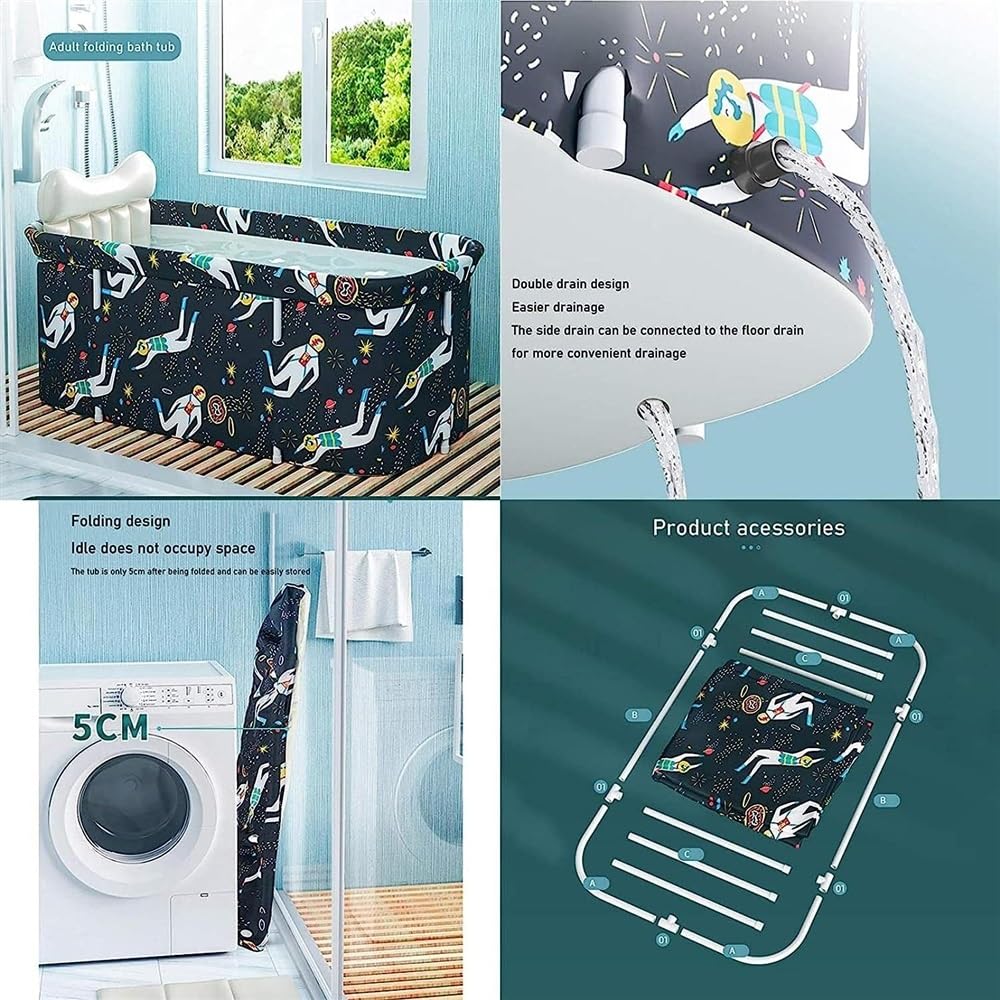 Draagbare Badkuip Opvouwbare Badkuip voor Volwassenen Grote 47 Inch Opvouwbare Badkuip Aparte Familiebadkamer SPA Opvouwbare Badkuip, Ideaal voor Warm Bad Ijsbad