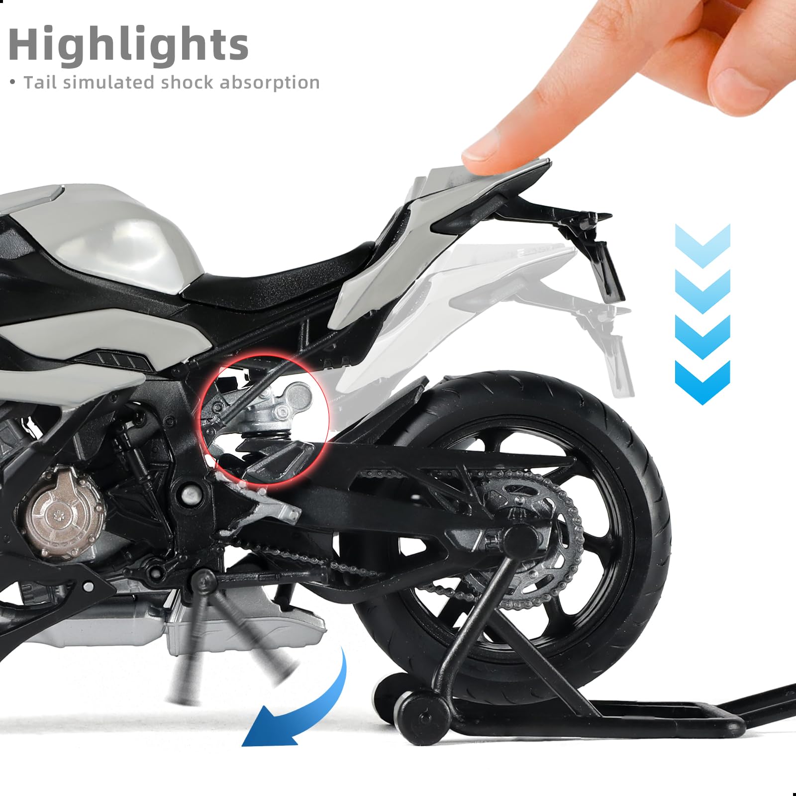 Risopen Mini modèle de moto S1000RR 1/12 en alliage de métal moulé sous pression - Modèle de moto de sport argenté - Cadeau pour les amateurs de moto adultes Risopen Mini modèle de moto S1000RR 1/12 en alliage de métal moulé sous pression - Modèle de moto de sport argenté - Cadeau pour les amateurs de moto adultes