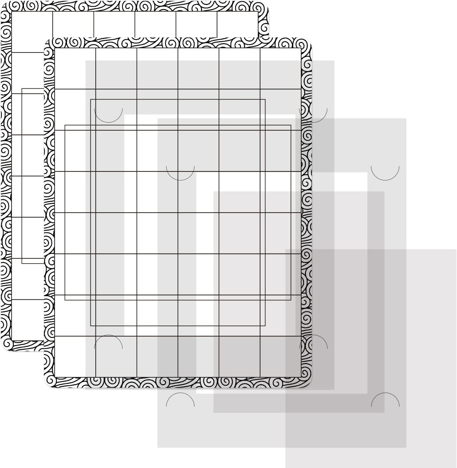 2PCS Multi-Use Low Tack Mat & Stick and Stamp Blending Buddy for Card Making Craft Scrapbooking Tool 6.5x8.5inch Stick and Stamp Mat Grid for Alignment,Laser Cut Template to Hold A2 Paper in Place