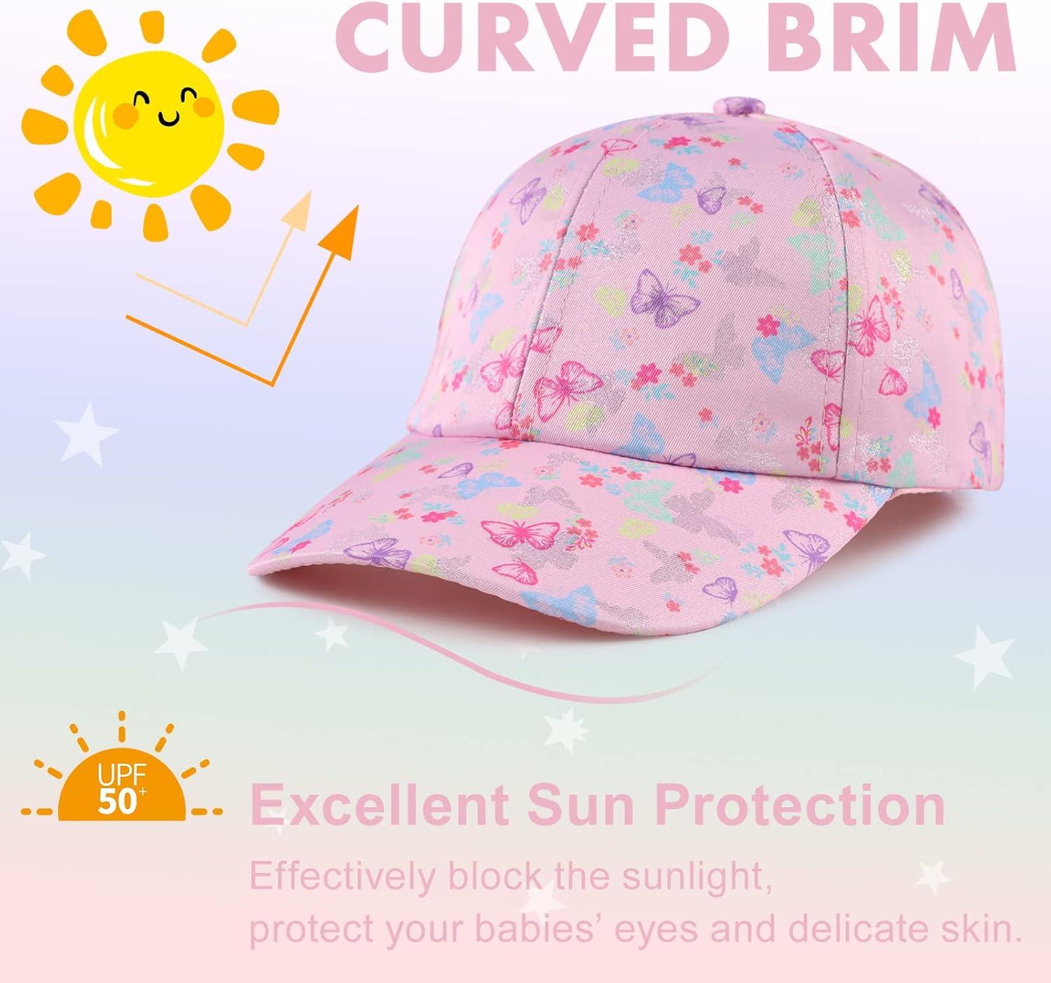 Girls Baseball Cap Kids Cute Sun Hat Adjustable Trucker Hats Toddler Rainbow Floral Ponytail Caps Spring Summer - Image 4