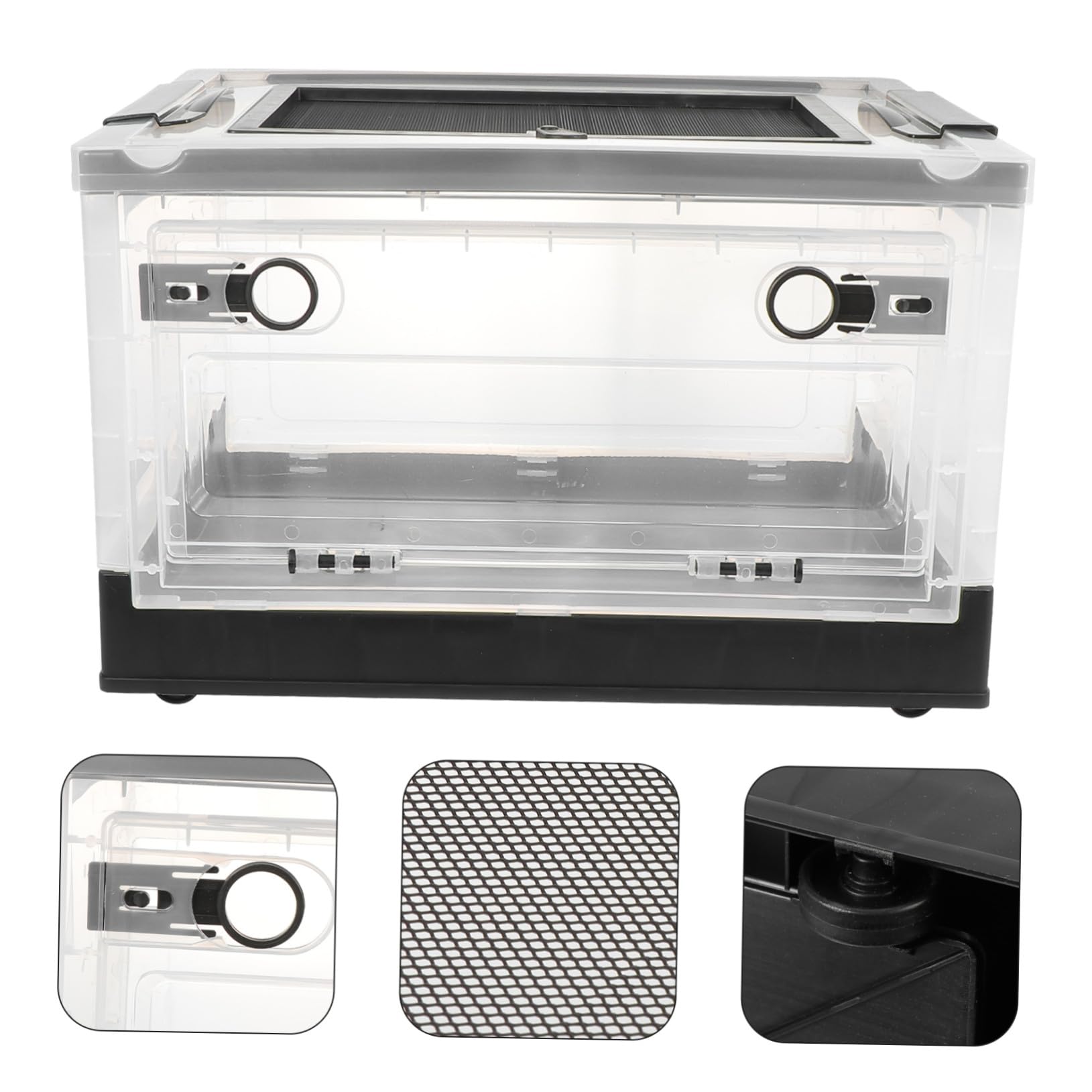 Hemobllo Caja Nido para Hámster Termoaislada, Jaula Plegable para Animales Pequeños, Terrario De Plástico Negro para Mascotas, Espacio Seguro para Hámster y Roedores