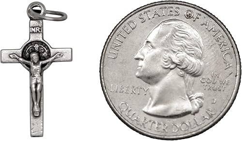 Miniatura 2 de Dije de crucifijo de San Benito de 1 pulgada para collar o pulsera, paquete de 10, Metal, No es una piedra preciosa