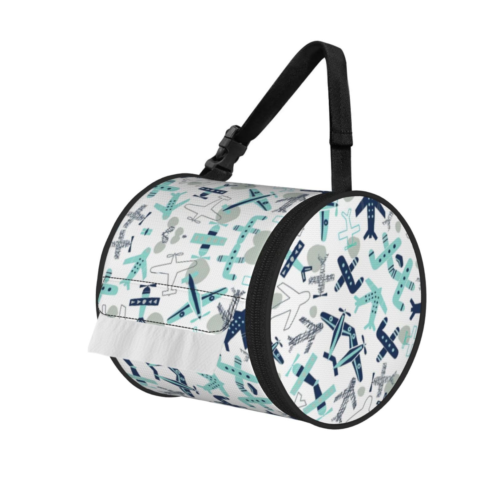 Airplane Print Fashion Tissues Organizer Box, Hanging Tissue Holder For Purse Coins For Car Office Daily Outing