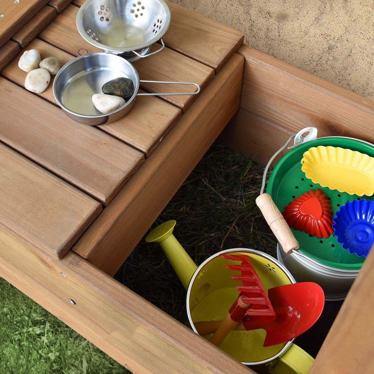 Meppi Sandkasten XXL mit Dach und Seitenwänden flexibel einsetzbar - Sandkiste Sandbox aus solidem Holz für Kinder