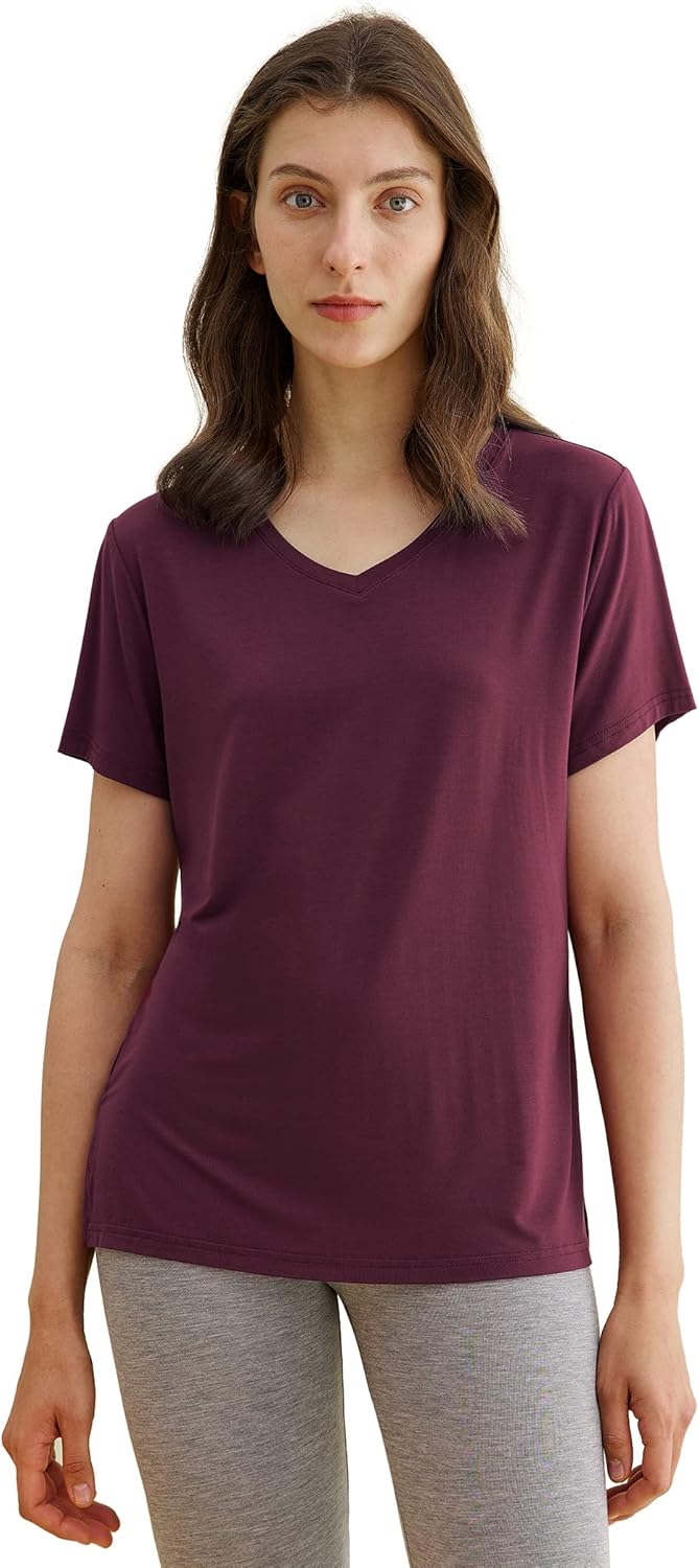 Latuza Women's Viscose Sleep T-Shirt V-Neck Pajamas Top