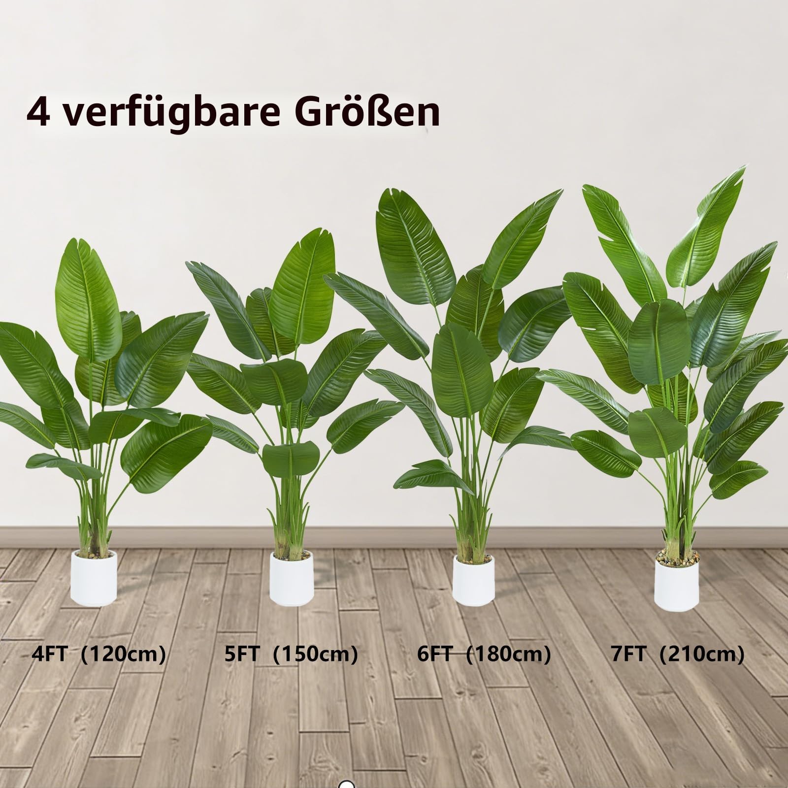 Künstliche Paradiesvogel Pflanze, Feaux-Pflanzen Im Weißen Topf, Kunstbaum, Künstliche Pflanze Für Drinnen Und Draußen, Moderne Dekoration Für Zuhause, Wohnzimmer, Büro (2 Pack, 120CM)