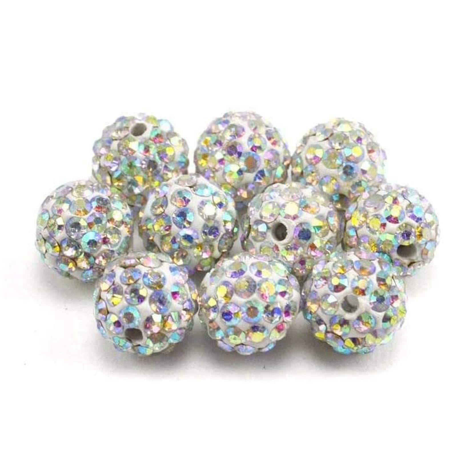 yoofun 100 stuks 10 mm strass kralen voor knutselen, 10 gemengde kleuren glanzende ronde Shamballa Disco kralen bulk, Sparkle Crystal Clay kraal voor ketting armband oorbel sieraden maken en