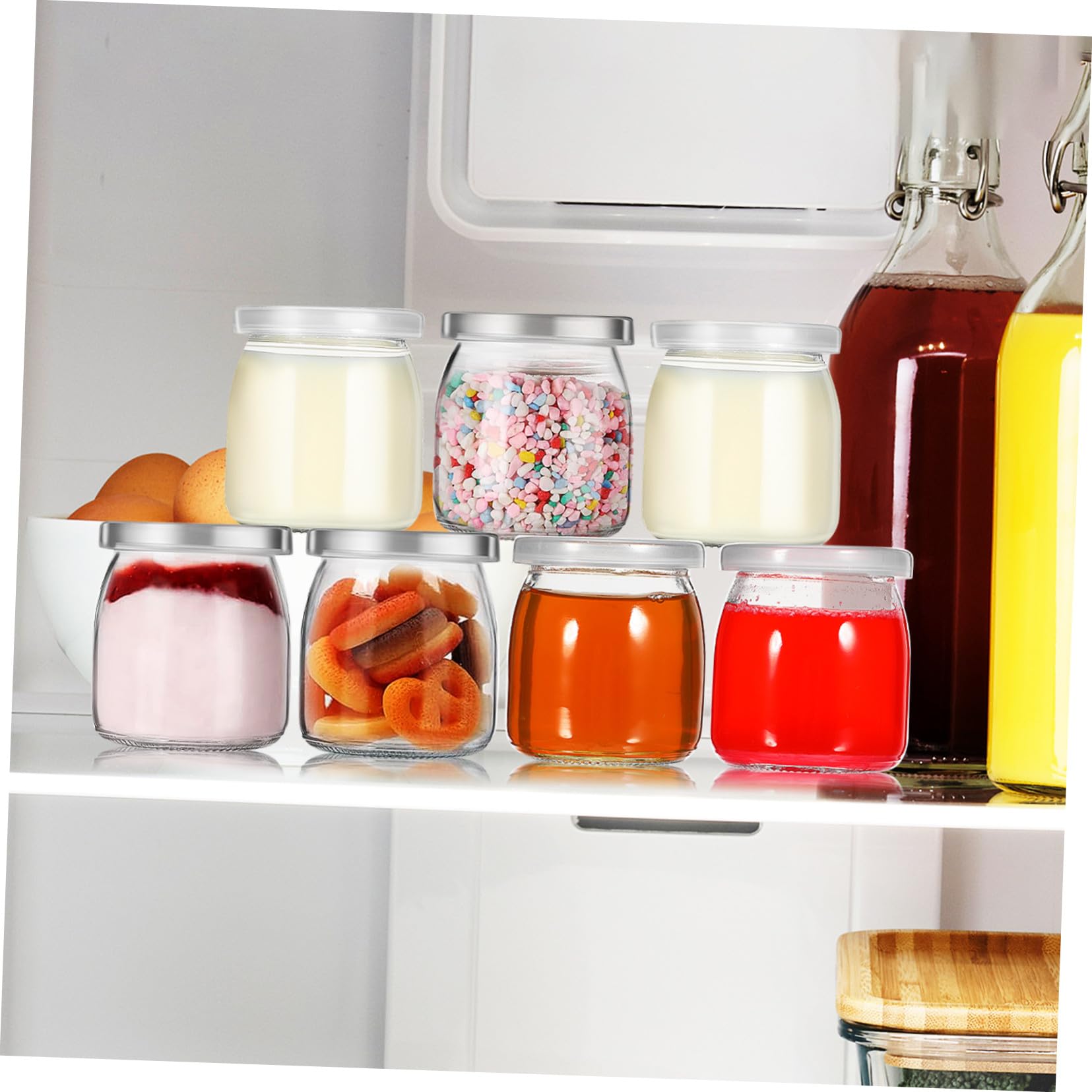 STOBAZA 12 Stück Teiliges Hitzebeständige Glas Dessertgläser mit Deckel Stapelbare Pudding und Joghurtbehälter Vielseitige Mini Mousse Cups für Marmelade Babybrei Gefrierschrank Geeignet