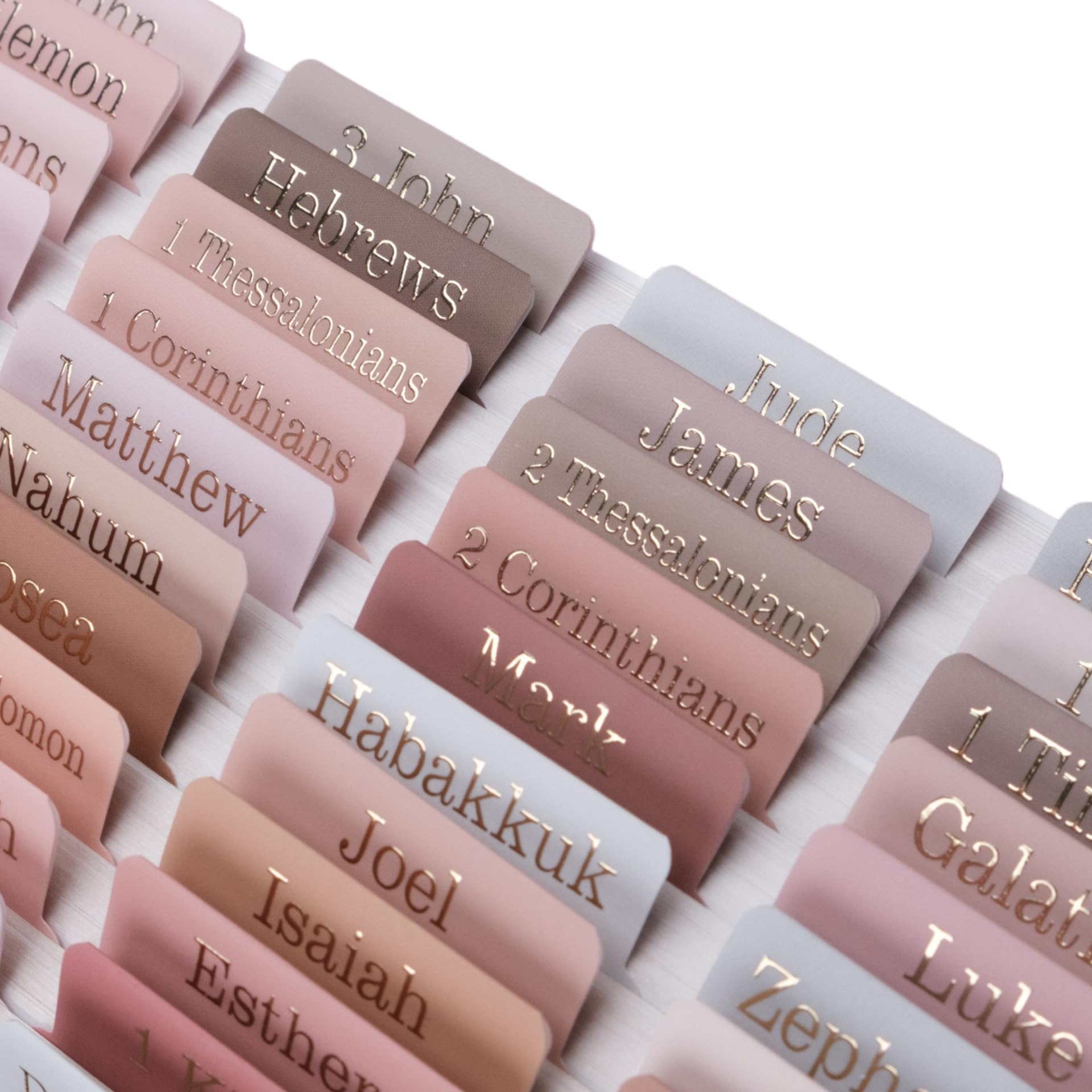 UPAFEXXI-Laminated Bible Tabs for Women and Men (Gold Foil Embossed Lettering) Reposition Large Print tabs, Easy to Read and Apply, 80 Bible Chapters