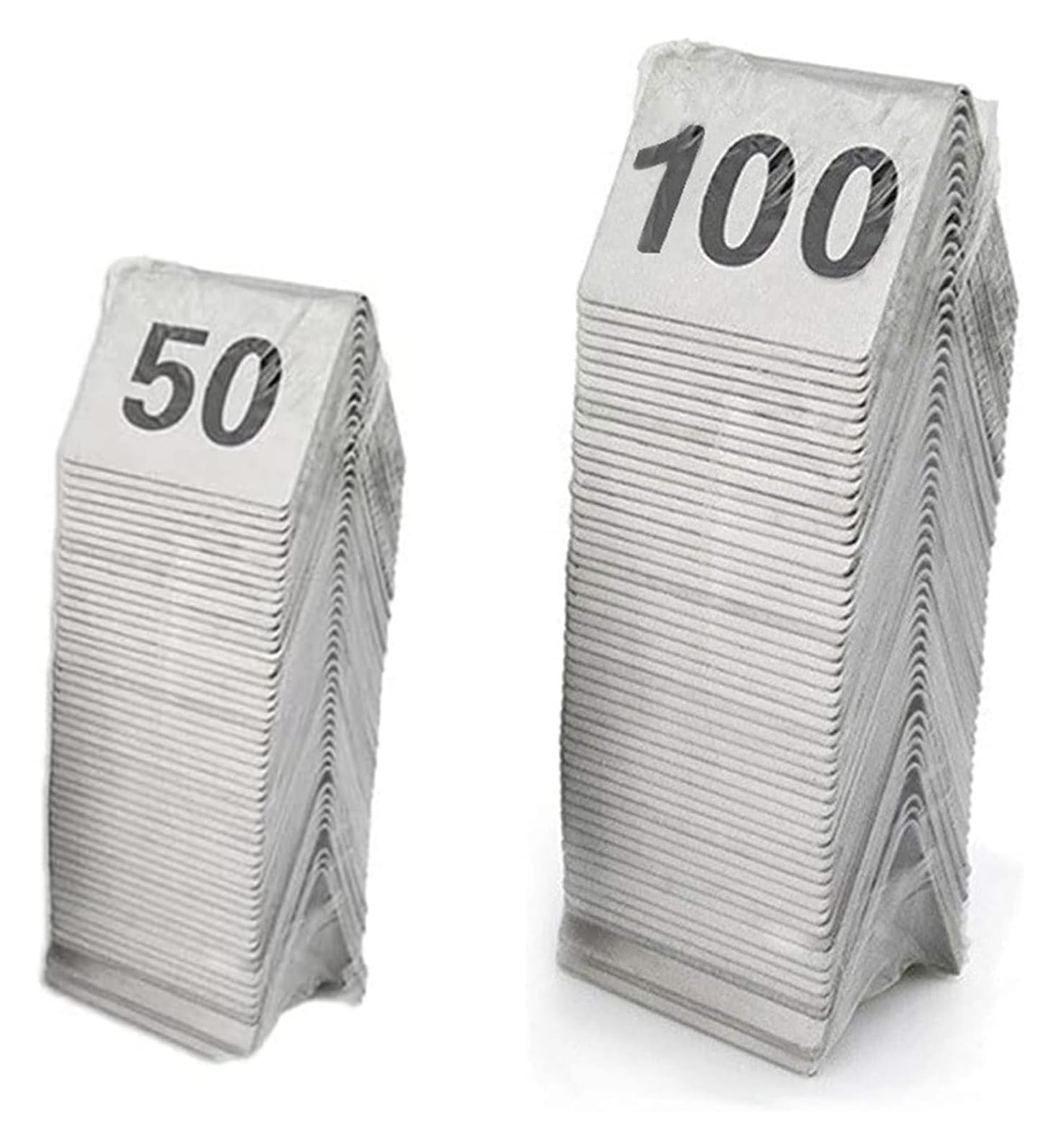 Carte dei Numeri dei tavoli, Carte Numeriche da Tavolo in Acciaio Inossidabile Set Bifacciale di 50 O 100 Numeri 5x4x3,5 Cm(Number 1-100)