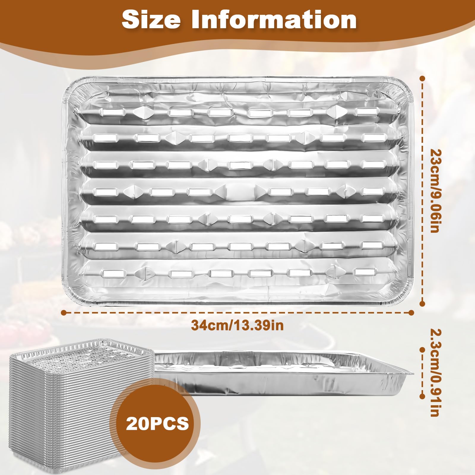 20Pcs Grilles Barbecue Aluminium avec Fentes 34x23cm, Barquettes Cuisson Viande Alu Jetables Camping, Bacs égouttement Barquette Frite Accessoires Barbecue Poisson Légumes​ pour Grill Gaz Charbon Four