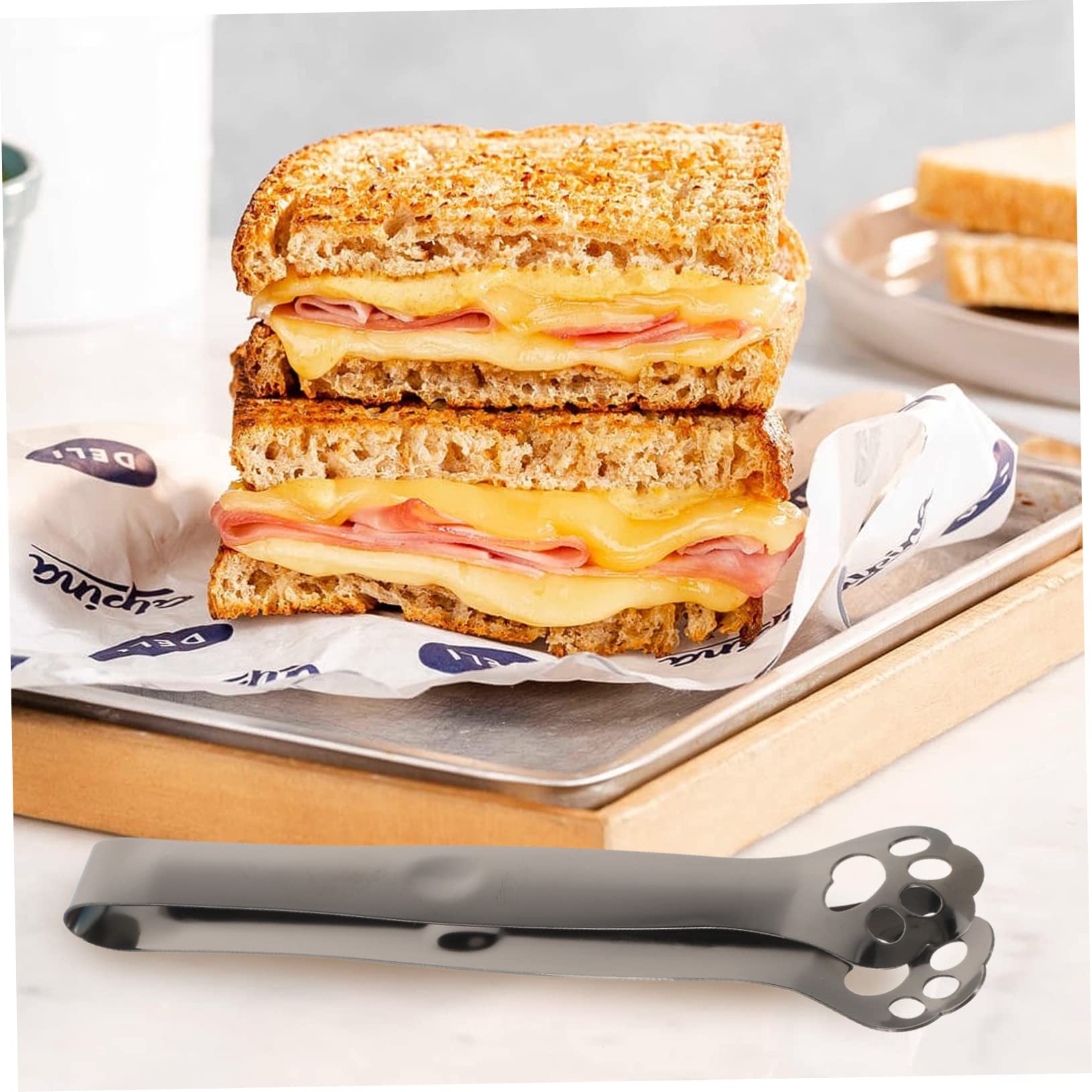 GOOHOCHY Metal Food Clip Bread Tong Reusable Charcoal Tong Kitchen and Outdoor Use