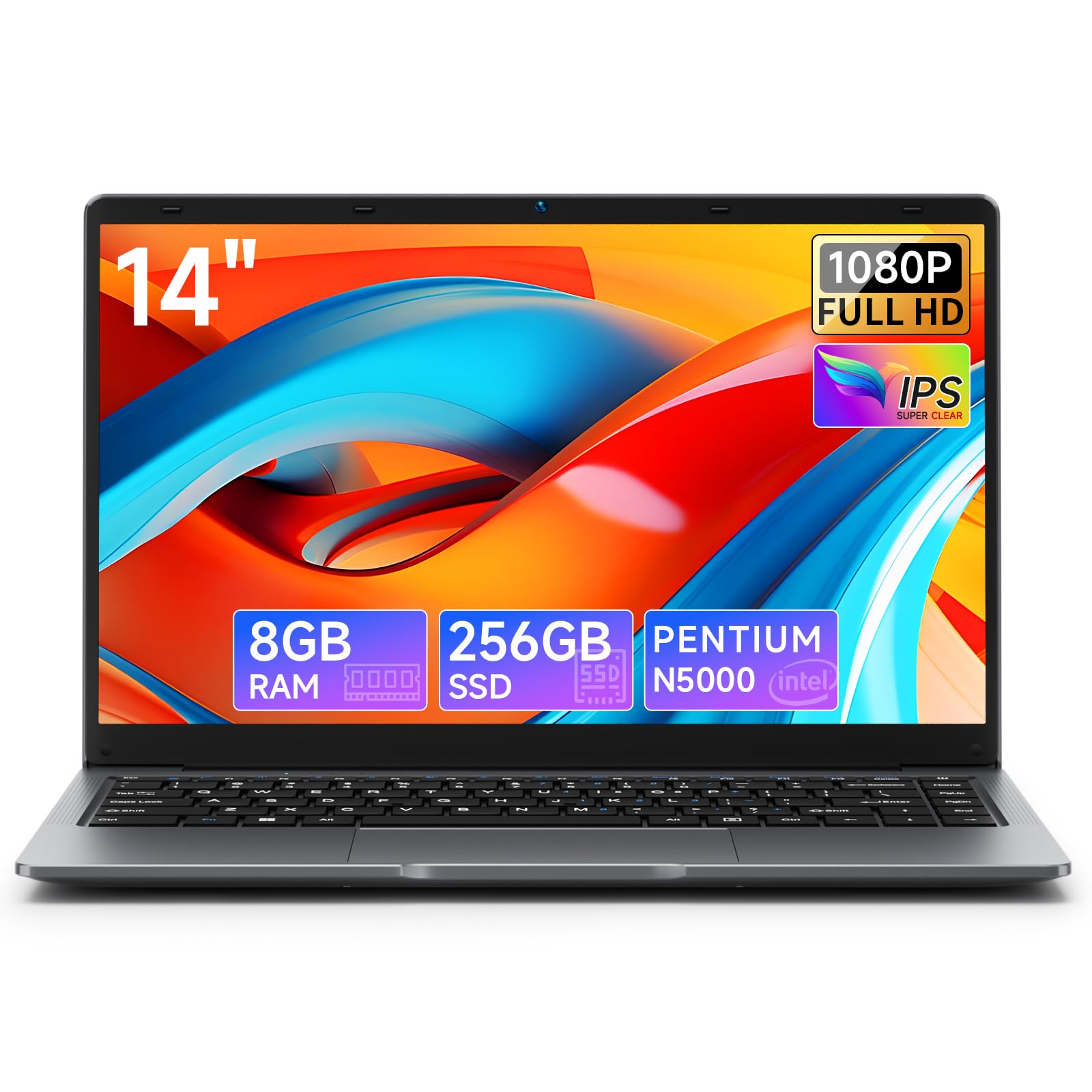 BMAX Laptop 14" PC Portatile Pentium Silver N5000 CPU 256GB SSD 8GB RAM Notebook Quad-Core Up to 2.7GHz Computer Portatile 1920x1080 2.4/5G WiFi Bluetooth 5.0, Mini HDMI USB 3.0