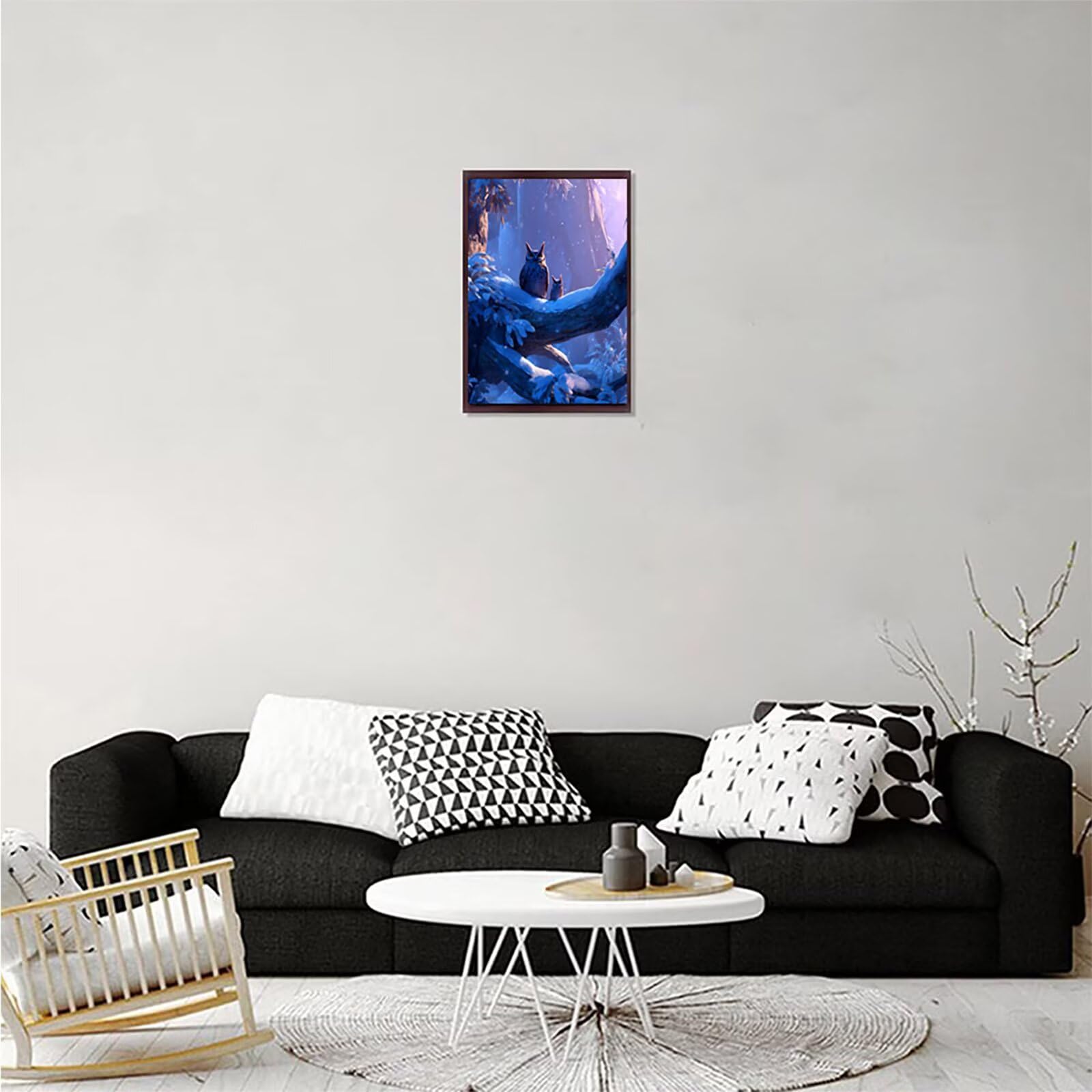 Diamentowe malowanie sceny śniegowej dorośli, 5D diamentowe malowanie sowa diamentowe malowanie, DIY diamentowe malowanie, ścieg krzyżykowy, rzemiosło dla dorosłych, dekoracja domu prezent 100x130cm A