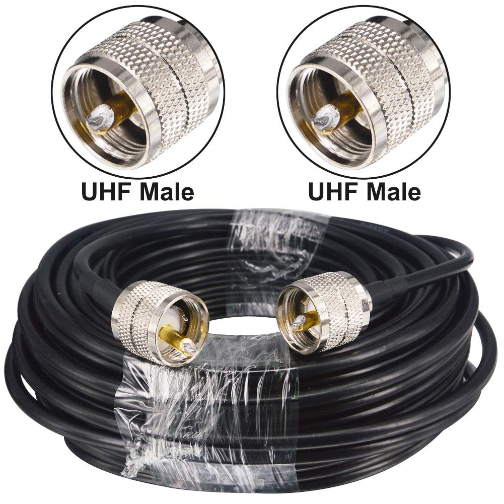 RG58 Câble d'extension coaxial à faible perte 65.6Ft PL259 Connecteur UHF mâle à extension mâle SO239 Câble coaxial RF pour 2G 3G 4G LTE Antenne WiFi Routeur sans fil WLAN Cordon Système de caméra