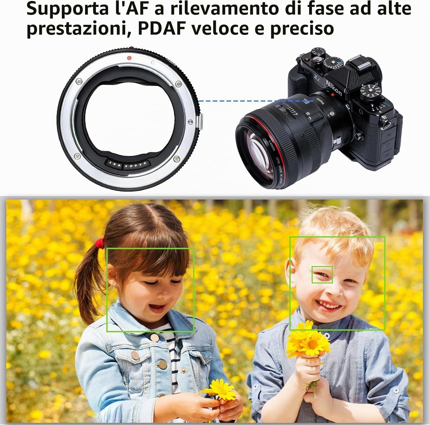 Megadap EFTZ21 - Adattatore per messa a fuoco automatica, compatibile con obiettivo Canon EF su fotocamera Nikon Z Mount ZFC Z9 Z8 Z7II Z7 Z6II Z50