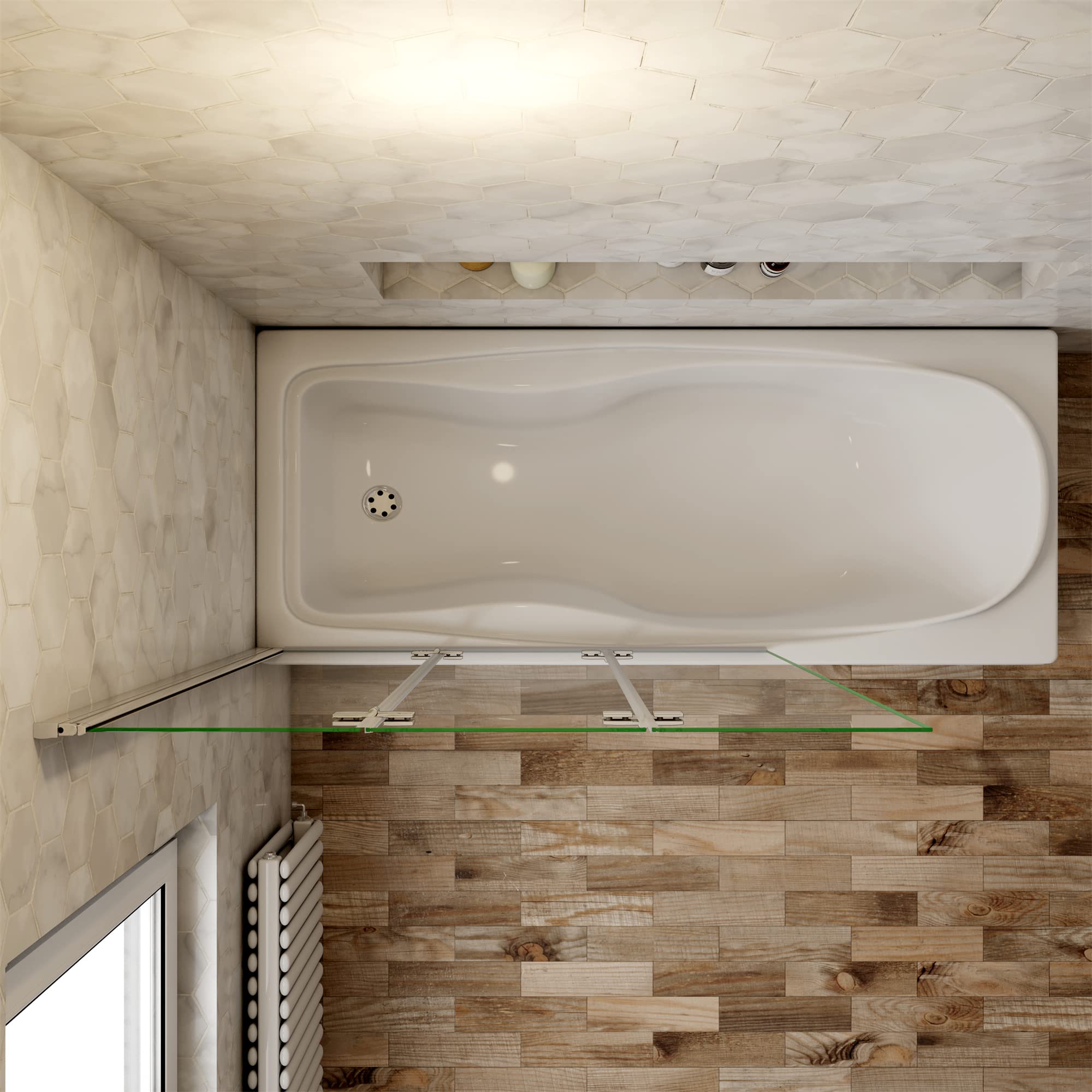 Mampara Ducha para Bañera - Abatible 3 Hojas - Cristal Templado 6mm - 3 veces Plegable - (1280-1300) X1400mm