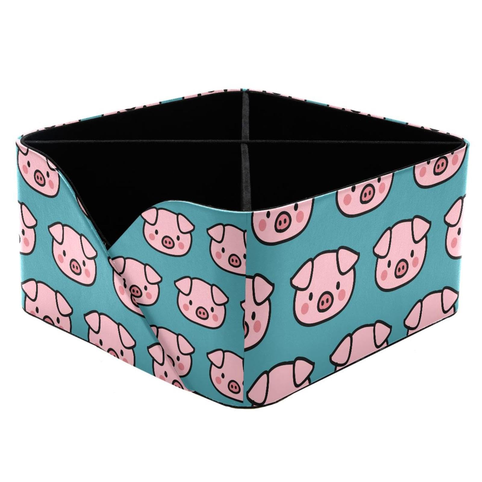 KengjuTesu Pigs Head Desktop Organizer Pen Holder, Rectangular Pencil Cup for Office, Study and Makeup Stations