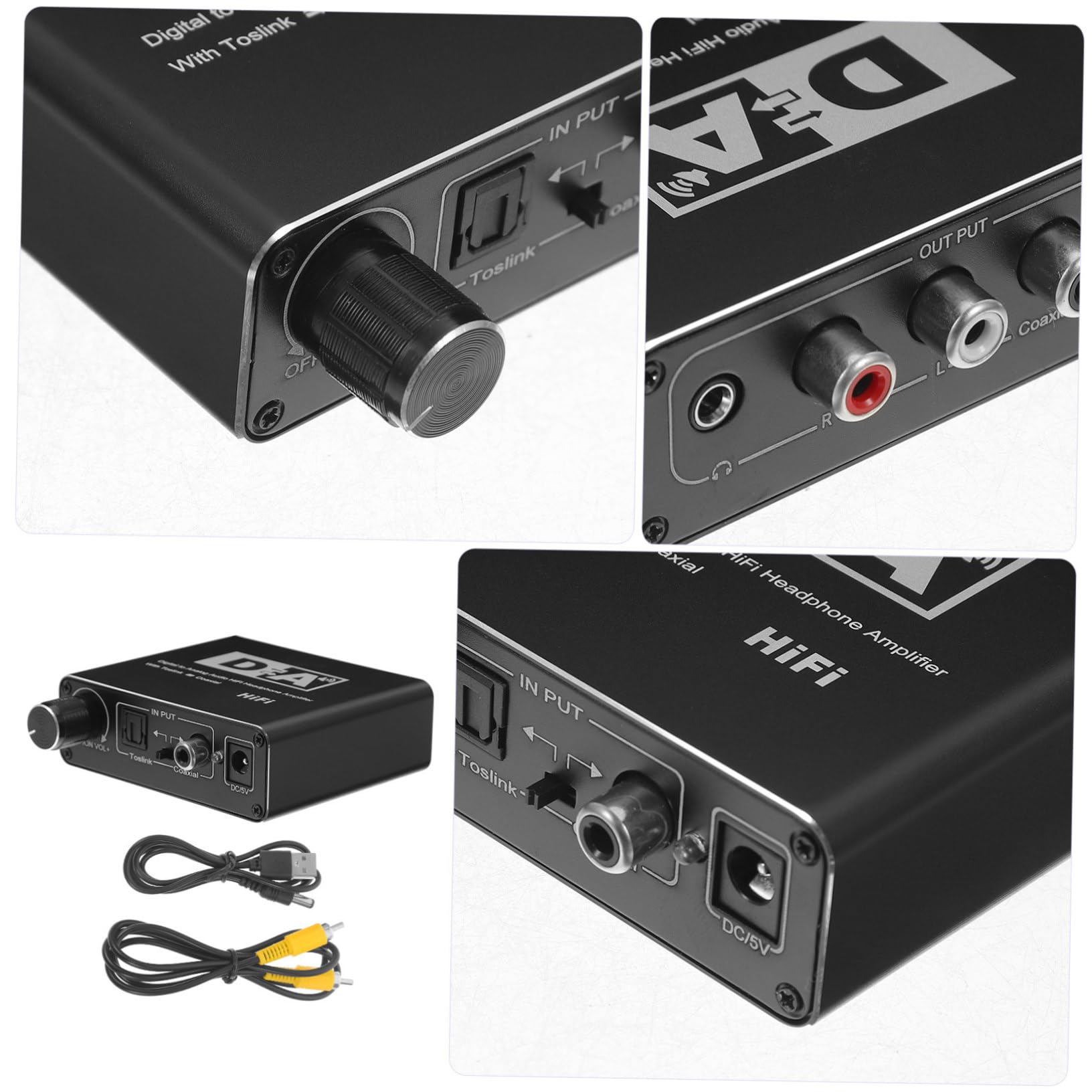 OSALADI Convertitore Audio Digitale Analogico Ottico Adattatore Compatto Per Dispositivi Digitali e Impianti Audio Analogici Qualità Del Suono Inalterata e Facile Da Trasportare