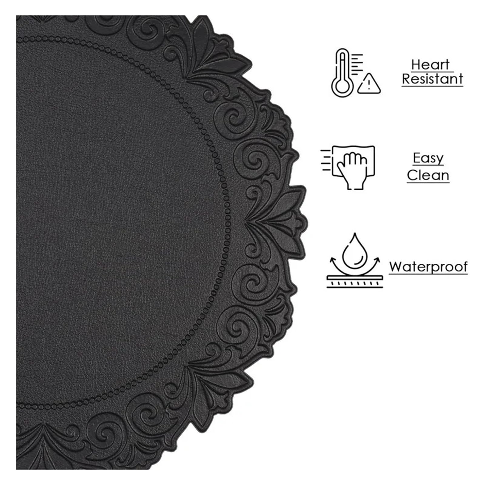Faux Leather Placemats Lot de 1, 4 ou 6 Sets Table Ronds en Similicuir, Accessoires Cuisine, for l'extérieur et l'intérieur(Blue,6pcs Round 38cm)