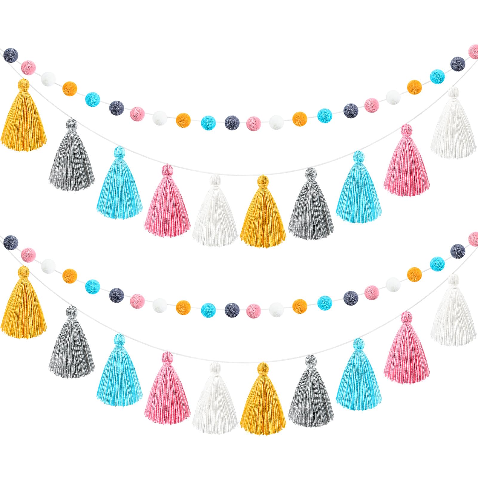 Guirlande de pompons pastel feutre Syhood pour égayer une salle de classe ou un anniversaire enfant