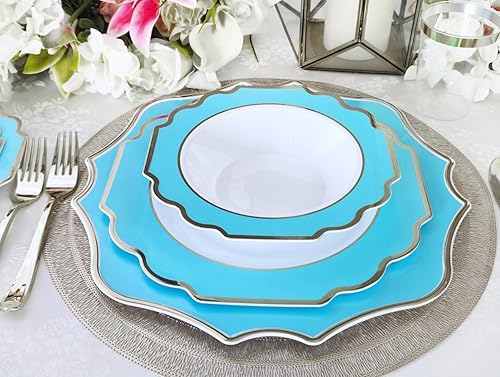 Miniatura 3 de Ocasiones juego de 320 piezas 40 invitados juego de platos de plástico desechables para fiesta de boda pesados 40 x 105 pulgadas  40 x 8 pulgadas