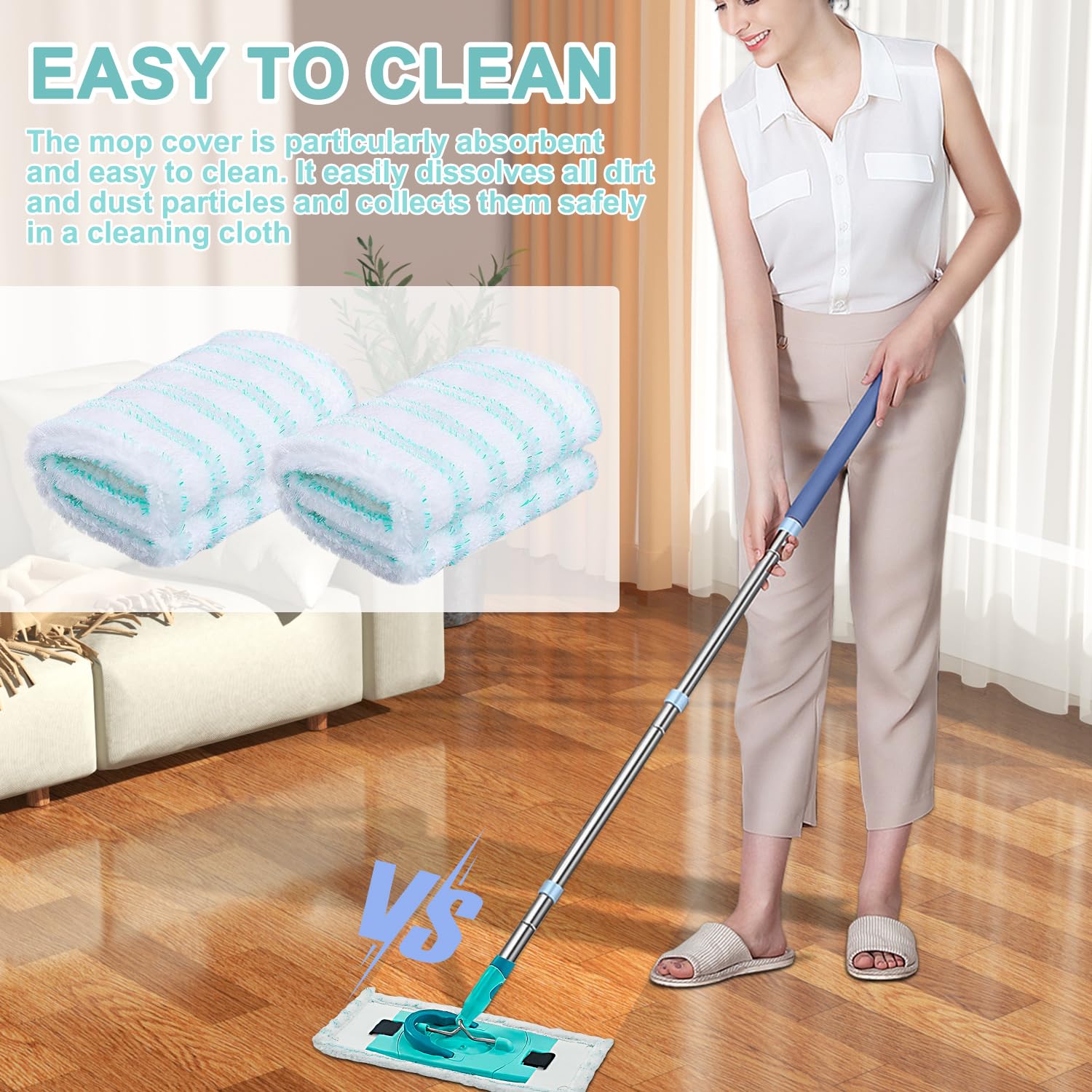 2 Pièces Housse De Serpillière Leifhat Clean Twist M Micro Duo 33x15cm - Rechange Microfibre Absorbante