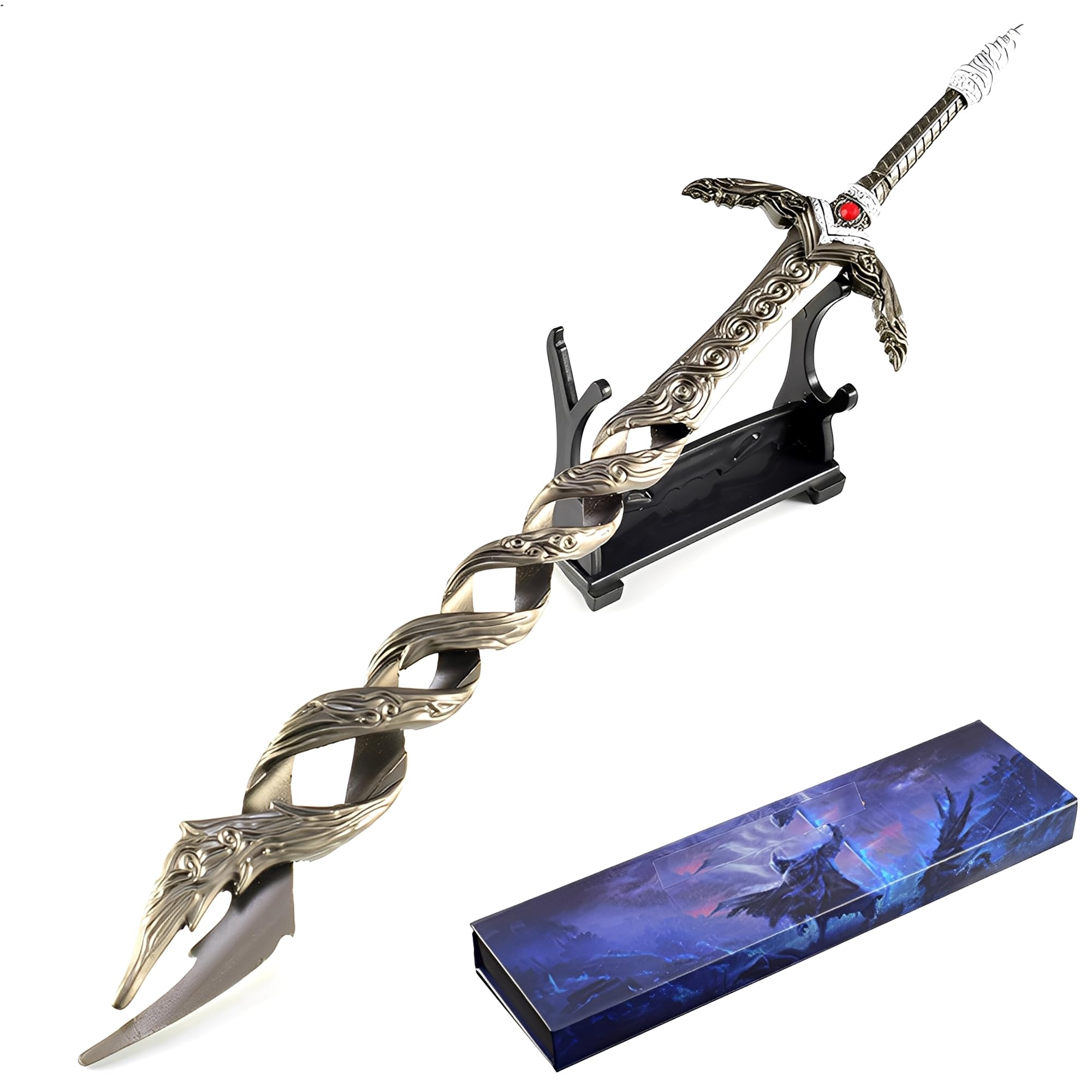 JHRFU Godslayer's Greatsword Model,Length 30Cm/11.8Inch,All-Metal Material, Giftbox Packaging, with Display Stand, Desktop Decoration, Game Collection