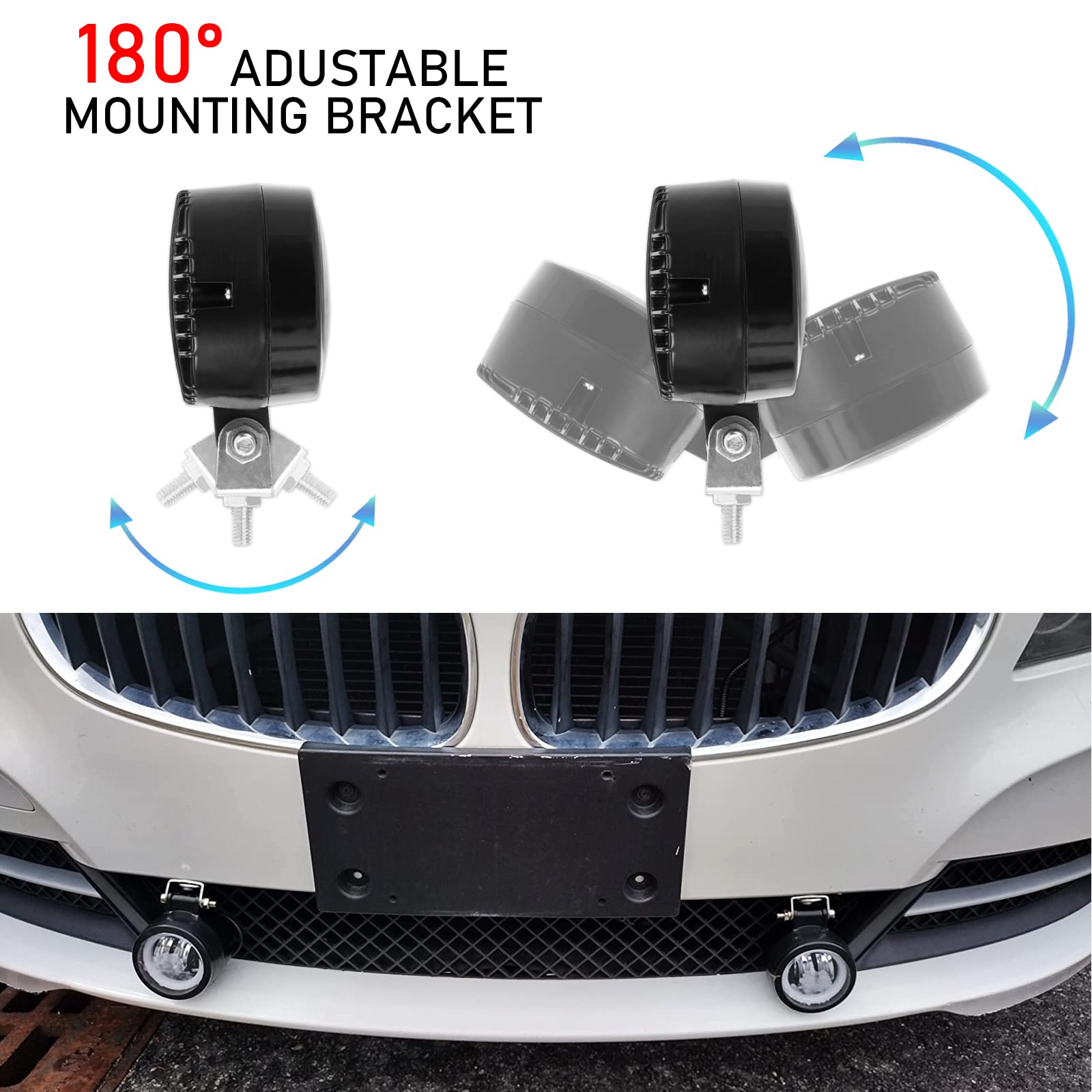 DREAMIZER Rotondo Fari anteriori Moto, 12V 24V Fari supplementari Moto, 6000K 40W 4000LM Motociclo del LED Fendinebbia compatibile con Jeep Wrangler ATV UTV Offroad Trattore Camion