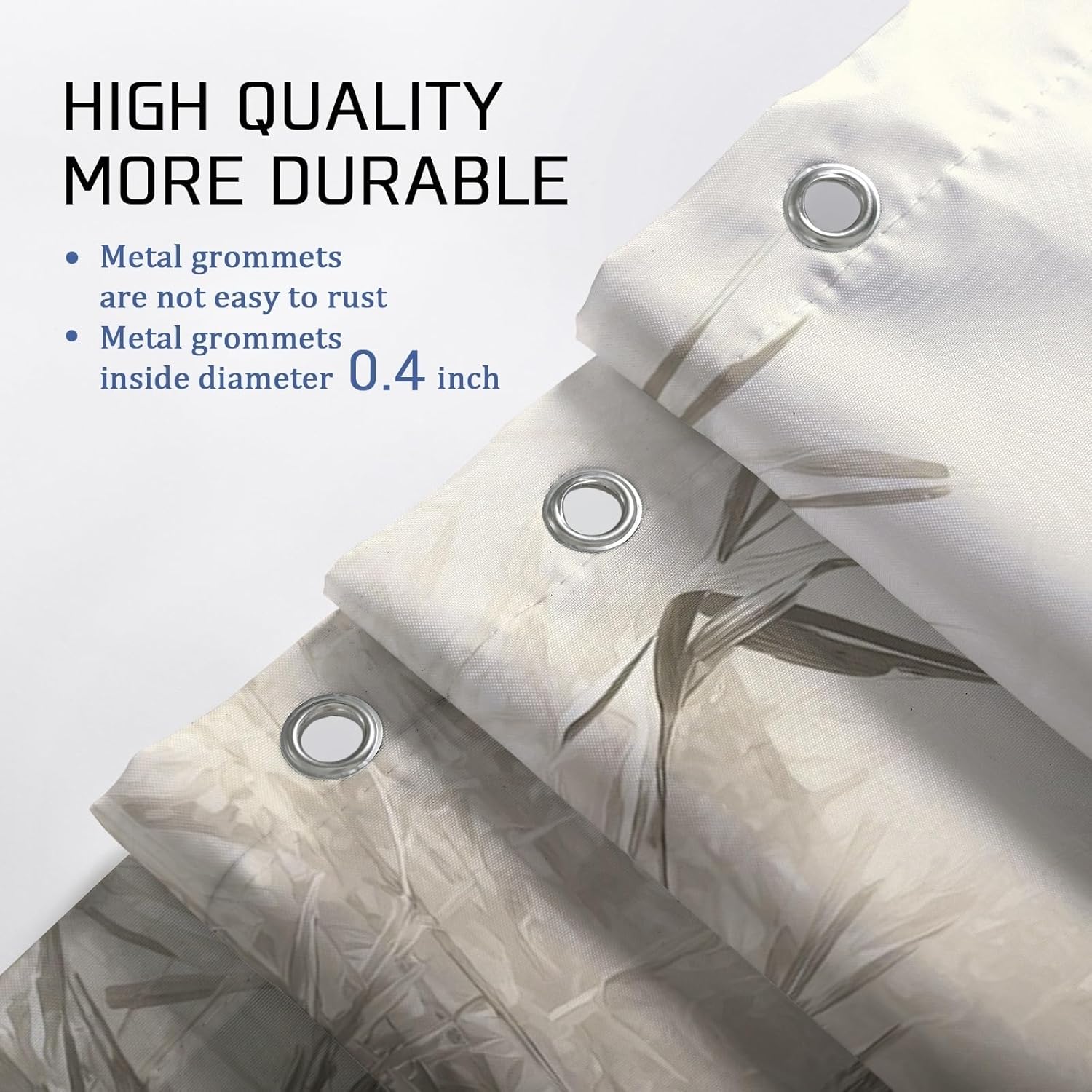 Elegant Shower Curtain, Monochromatic White Heron Bathroom Decor, Spring Modern Minimalistic Nature-Themed Waterproof Fabric Shower Curtain with Hooks 72x72 Inch