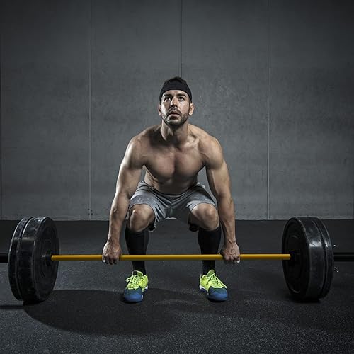 Miniatura 7 de HUISHENG Barra olímpica de 7 pies para levantamiento de pesas, prensa de banco, peso muerto, sentadillas, barras de entrenamiento de fuerza con