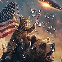 Vista 8 de Cortina de Ducha Divertida de Oso para Niños, Genial Gato Montando Oso en Cabaña Rústica del Bosque Woodland Cortinas de Ducha Divertidísimas