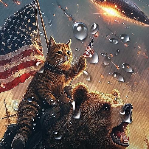 Miniatura 8 de Cortina de Ducha Divertida de Oso para Niños, Genial Gato Montando Oso en Cabaña Rústica del Bosque Woodland Cortinas de Ducha Divertidísimas