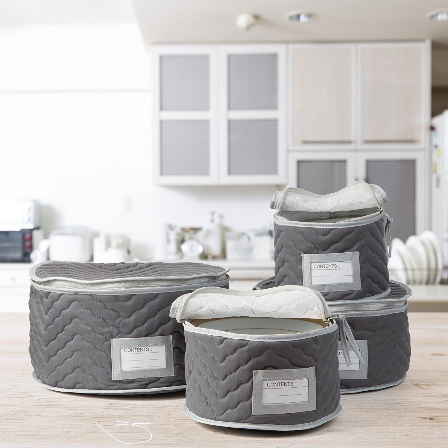 NEW Fine China Storage Set of 4 Quilted Cases for