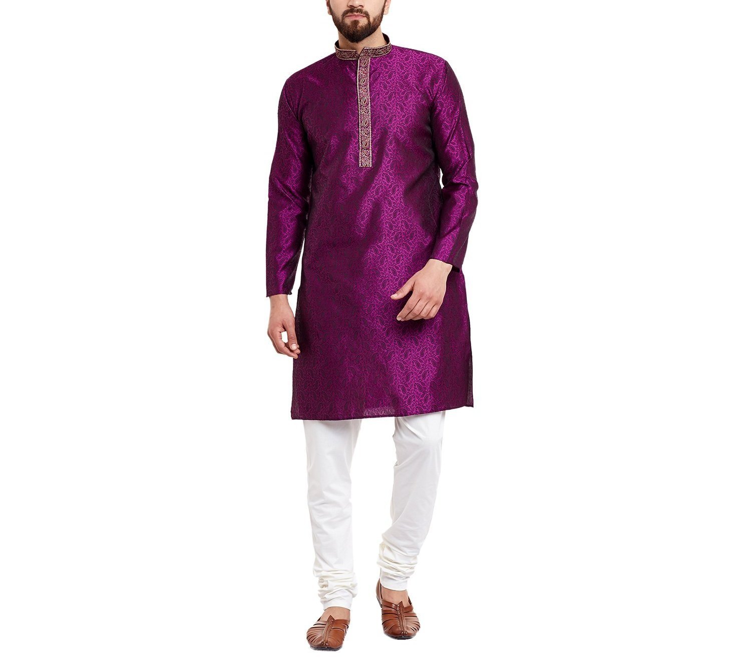 Pijama de seda bordado Kurta Royal Jacquard de lujo con hilos de alta calidad 6