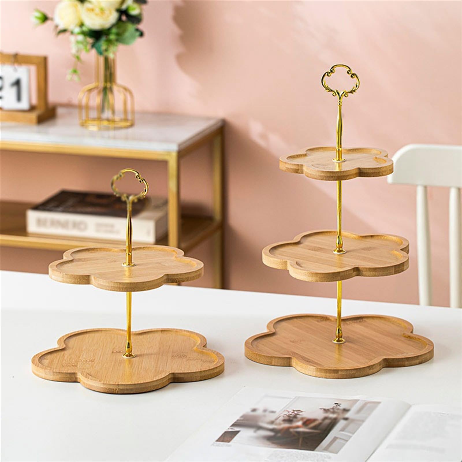 Soporte para postres, Bandeja para Pasteles de Dos o Tres Capas, Bandeja para Dulces, Dim Sum, cafeterías, pastelería, exhibición de Pan y postres, Bandeja para