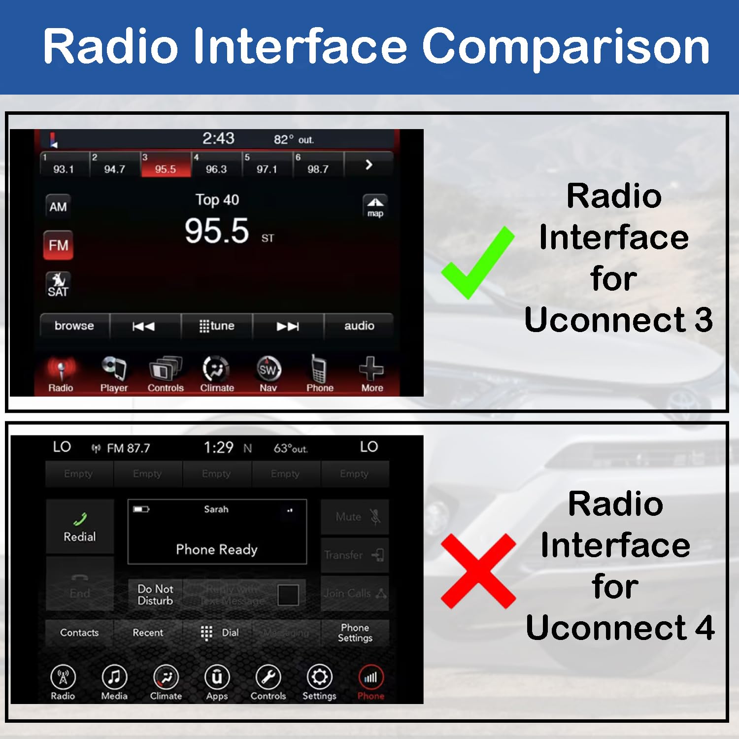 Replacement Touch Screen Glass Digitizer For Uconnect 3C 8.4A VP3 & 8.4AN VP4 Radios | 8.4" Display