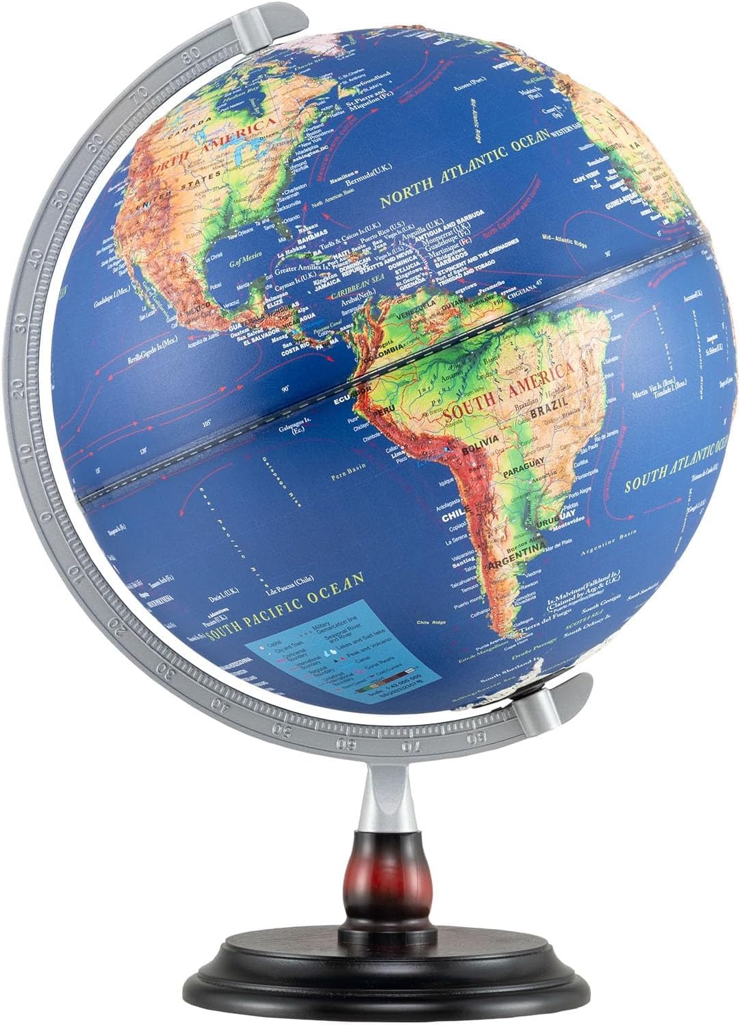 GIANTEX Globo Terráqueo Iluminado 30 cm, Mapa en Inglés, Bola del Mundo Giratoria con Base de Madera, Decoración Educativa, Globo Terrestre para Niños y Adolescentes