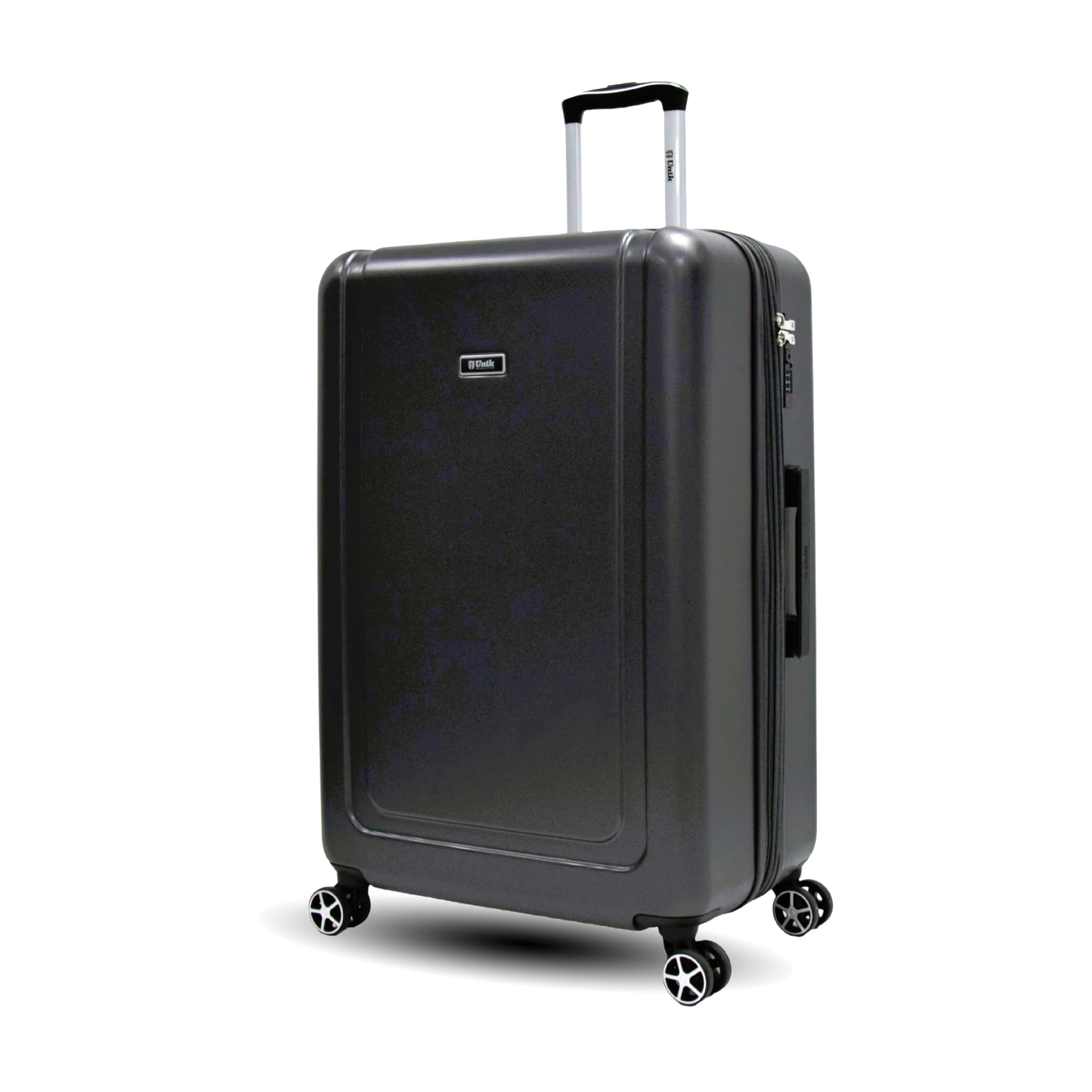 Maleta de Viaje Grande 77cm 28" Expandible – Rígida ABS Ecológica, 4 Ruedas Dobles 360°, Ligera y Resistente, Cerradura de 3 Dígitos Integrada, Interior con Forro de Poliéster – Gris – Unik