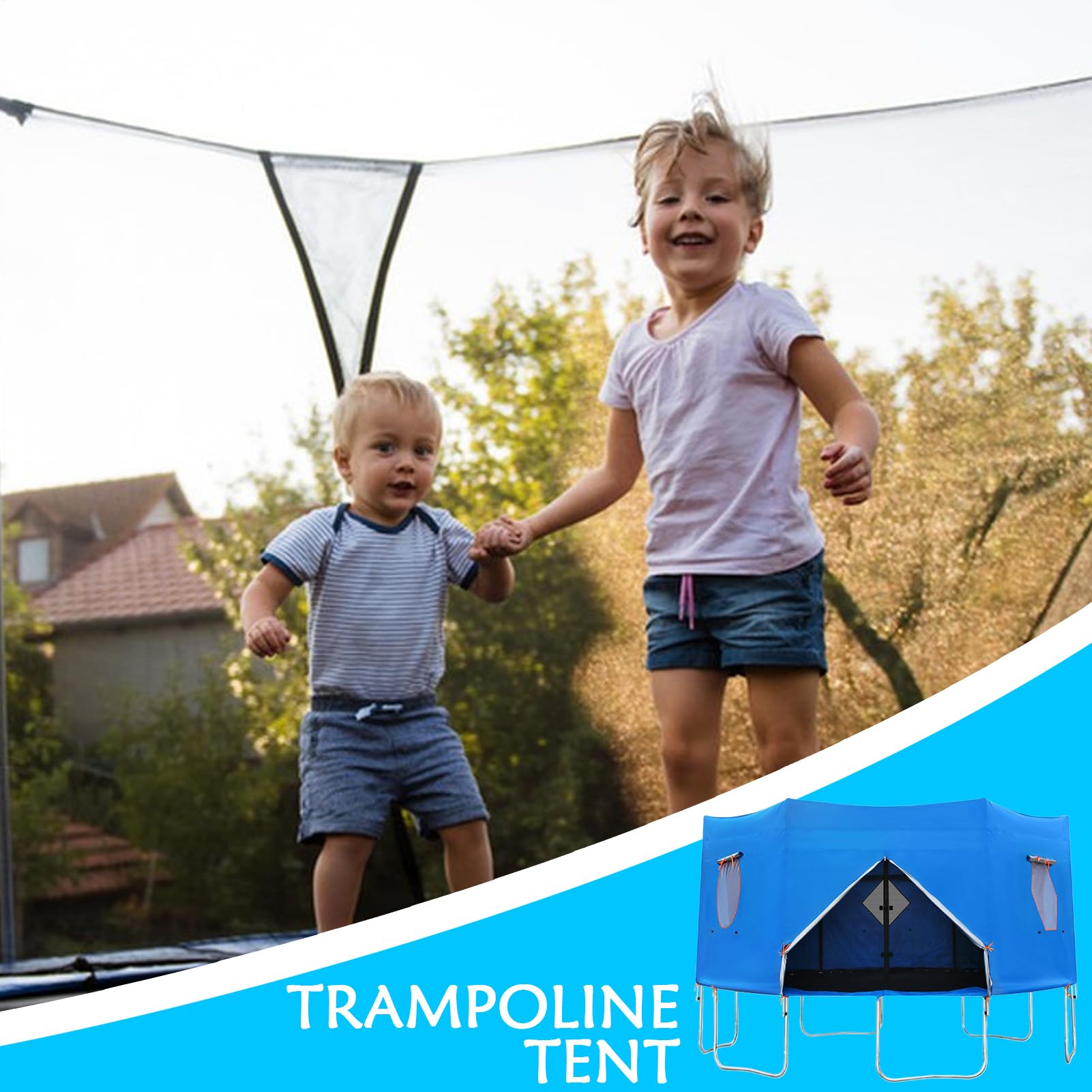 Telo parasole per trampolino, impermeabile, antivento, protezione per tutte le stagioni, per camper, campeggio, inverno, estate, giochi, giardino, esterno