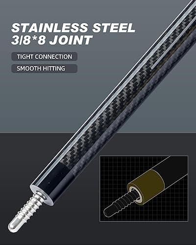 Vista 15 de CRICAL Taco de billar de fibra de carbono serie COWCUE de baja desviación para billar, palo de billar profesional de 58 pulgadas para adultos, punta