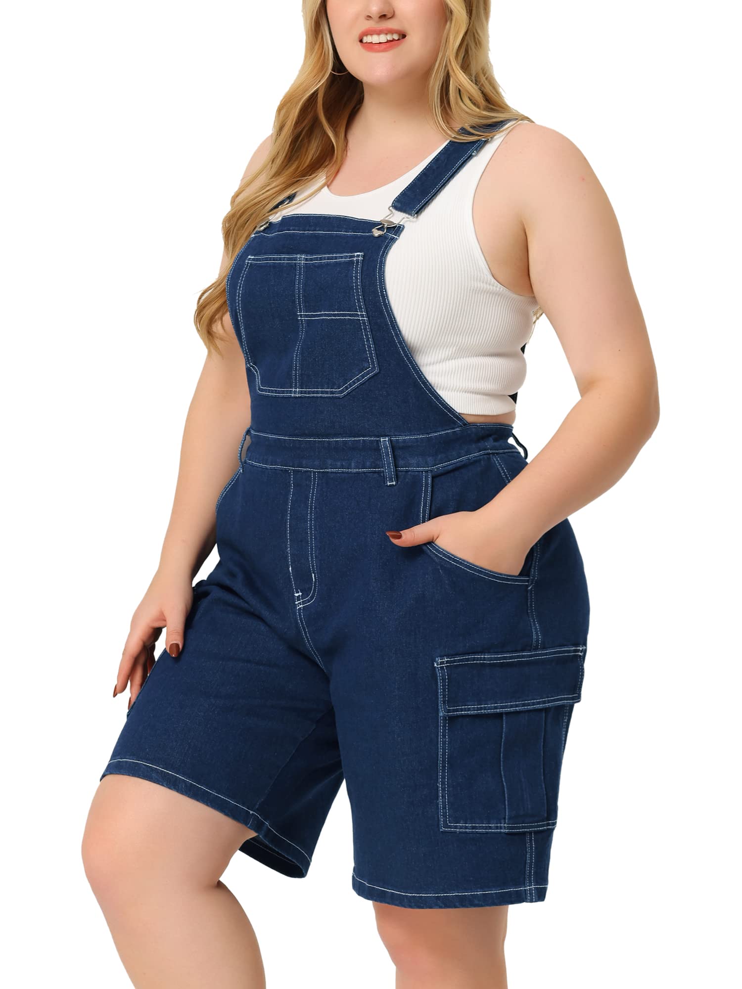 Agnes Orindaplus Size Overall Shorts For Women Jumpsuit Adjustable