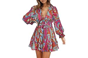 Brunch Attire Worthy of a Fashionista: Deep V Neck Knotted Tiered Mini Dress
