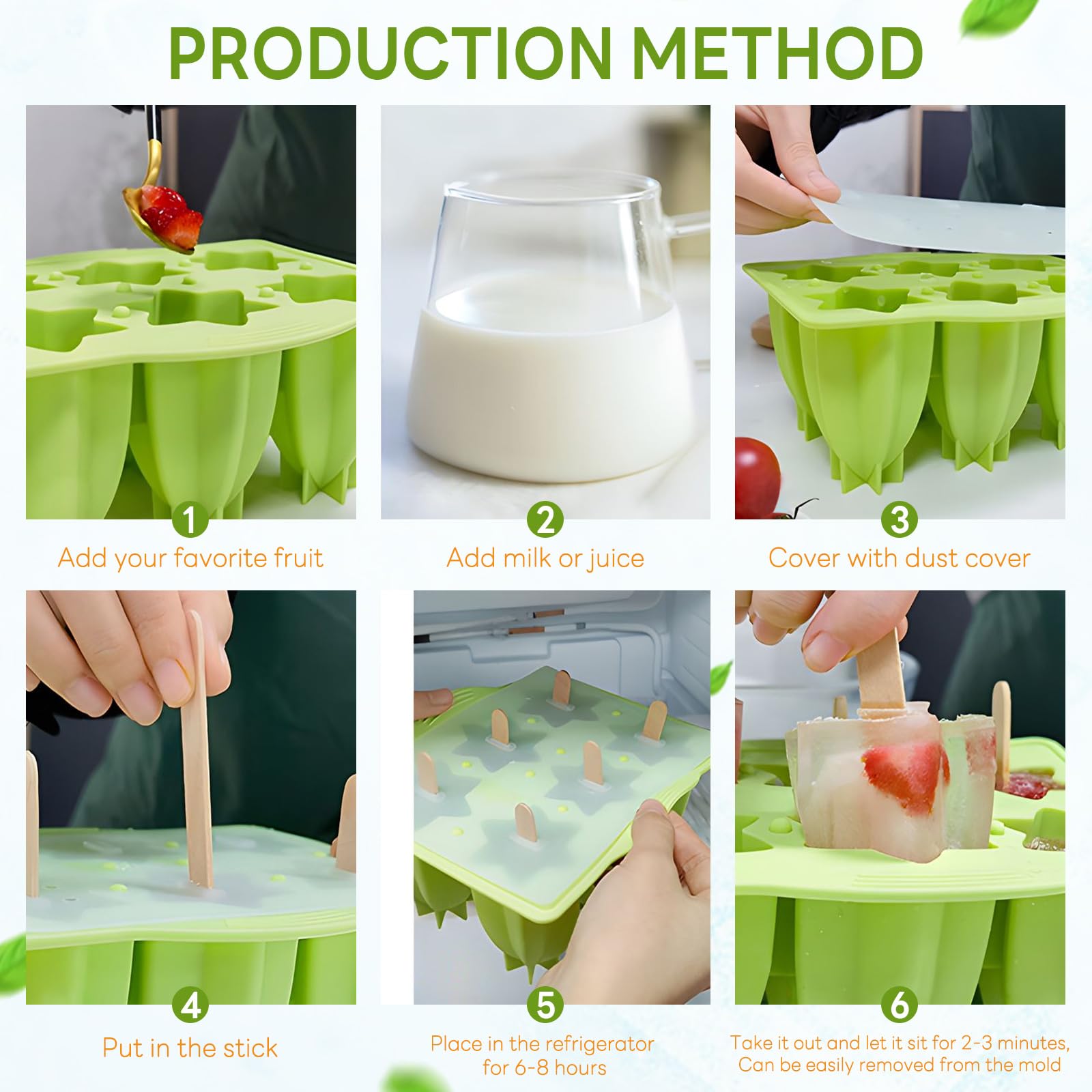 Moldes Helados Molde De Silicona Para Helados ¡Haz Tus Propias Paletas  Refrescantes! Incluye 100 Palitos - Ideal Para Verano Molde Helados, image size:1600x1600