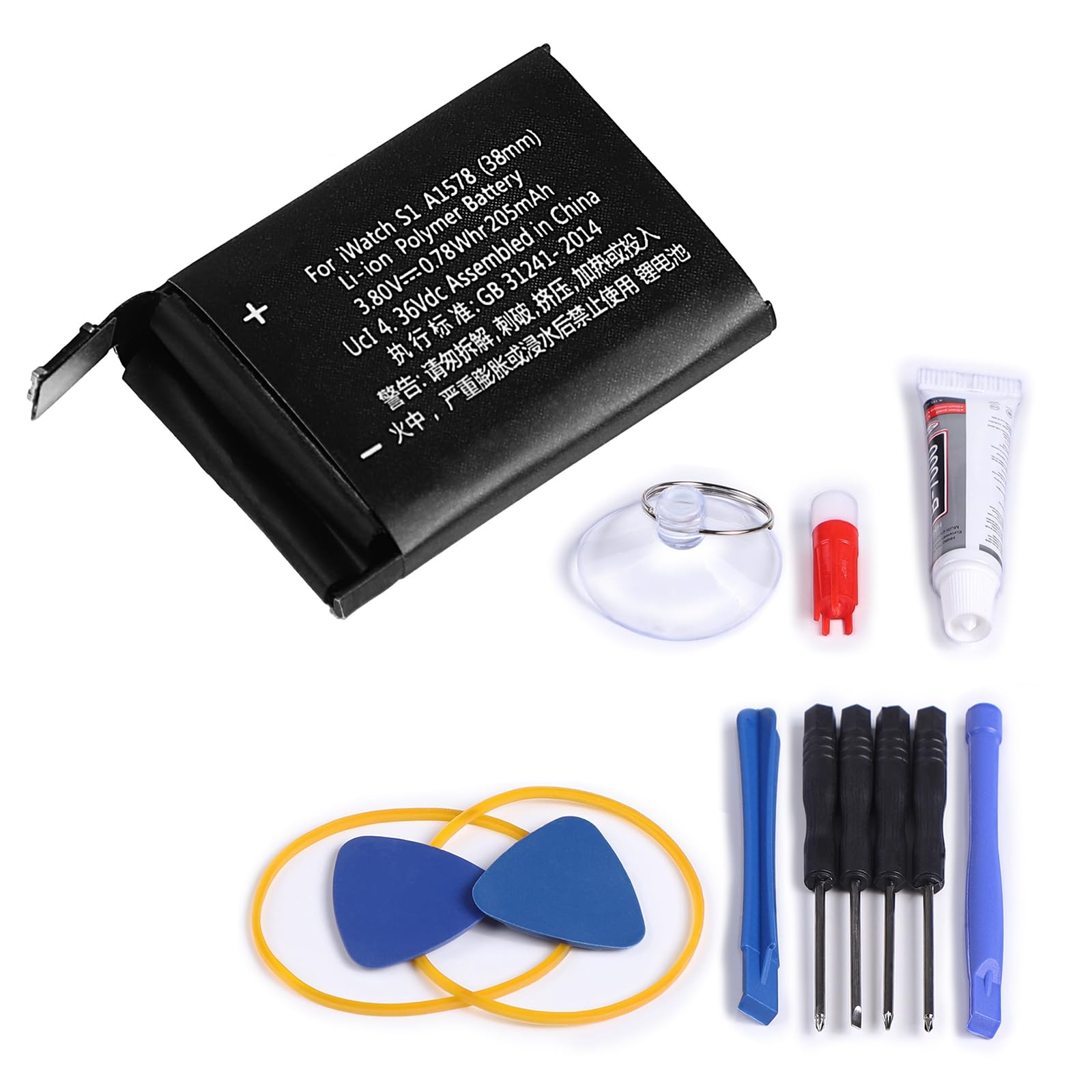 Battery A1578 Compatible with Apple iWatch Watch Series S1 38mm A1553  A1554 A1802 Rechargeable Li-ion Li-Polymer Battery 205mAh (S1-38
