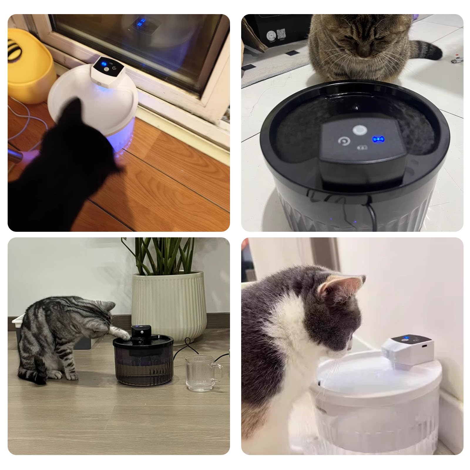 Fuente Automática para Gatos Sin Cable con Sensor Movimiento, 3L Bebedero Gatos Automatico Ultrasilencioso con 12 Filtros, 2 Modos,Blanca