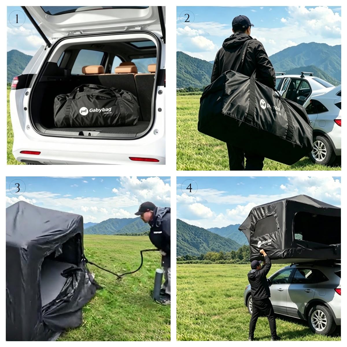 TentHome Tenda da Tetto Auto Gonfiabile 2-3 Posti, Tenda sopra Tetto Auto Esterno Impermeabile, Facile da Montare, Rapida