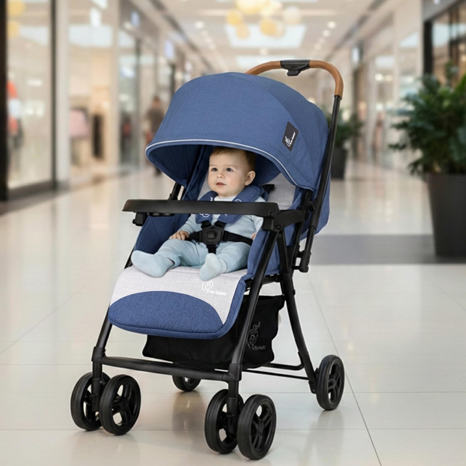 R for Rabbit Poppins Joy Stylish Baby Stroller | Pram for Kids with Reversible Handle | New Born Babies Stroller for 0 to 3 Years Boy and Girl (Blue Grey)-image-13